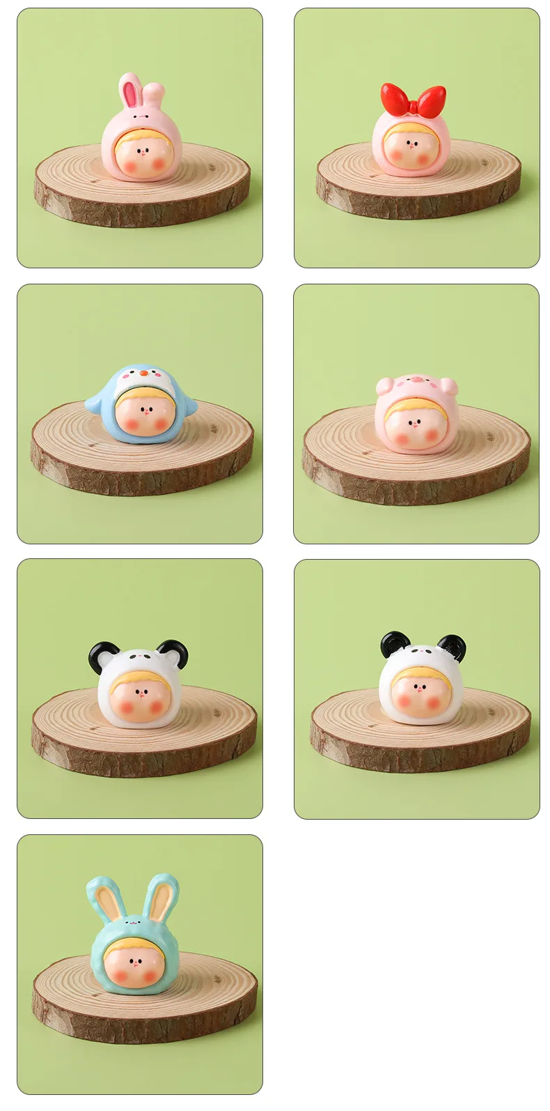 Mini Cartoon PET Resin Crafts Li Si  Doll Matching Game Blind Bag Keychain Accessories Table Decoration Gift display picture 3