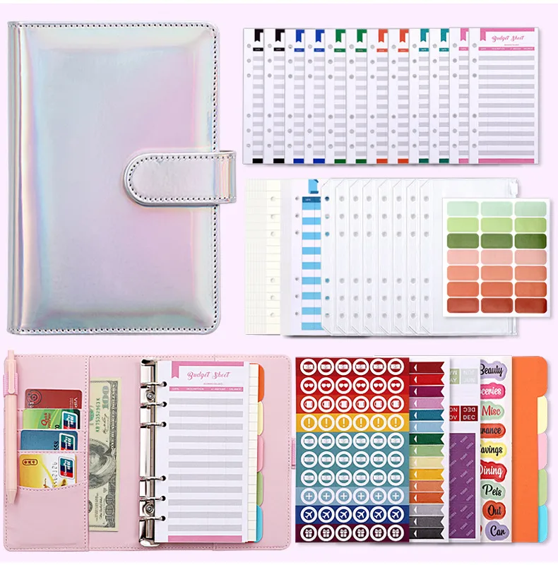 Fashion Creative Laser Macaron Loose-Leaf Notebook A 200.00cm-Inch Color Page PVC Front Cover Design Notebook Suitable For Graduation Wedding Moving display picture 2