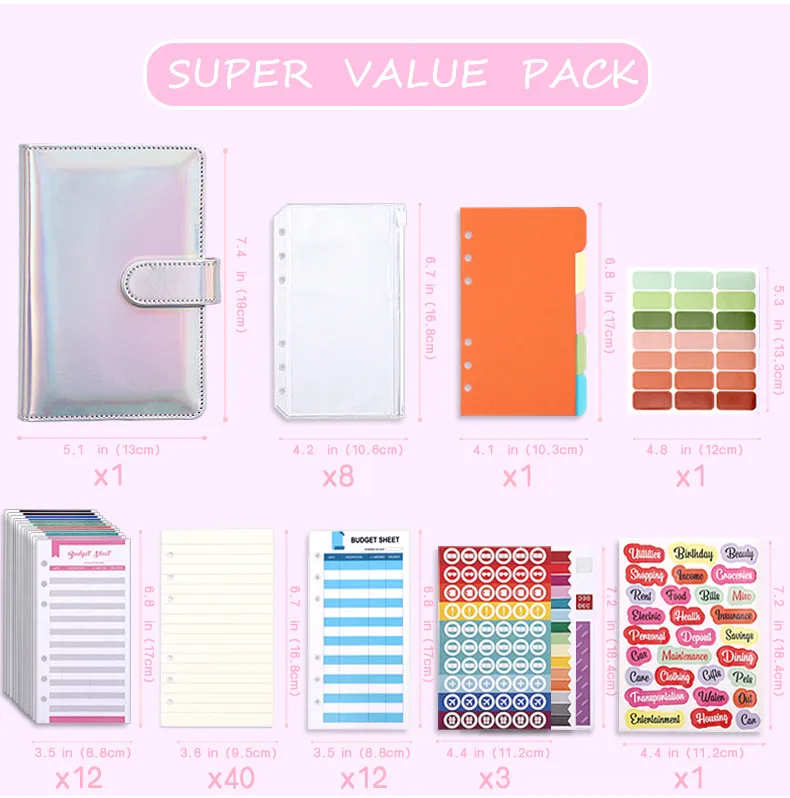 Fashion Creative Laser Macaron Loose-Leaf Notebook A 200.00cm-Inch Color Page PVC Front Cover Design Notebook Suitable For Graduation Wedding Moving display picture 3