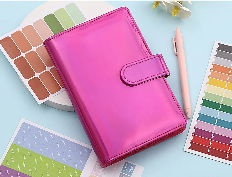 Fashion Creative Laser Macaron Loose-Leaf Notebook A 200.00cm-Inch Color Page PVC Front Cover Design Notebook Suitable For Graduation Wedding Moving display picture 11