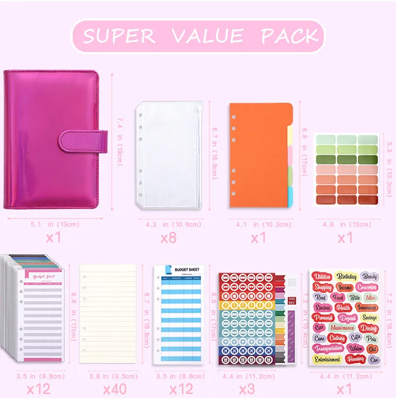 Fashion Creative Laser Macaron Loose-Leaf Notebook A 200.00cm-Inch Color Page PVC Front Cover Design Notebook Suitable For Graduation Wedding Moving display picture 13
