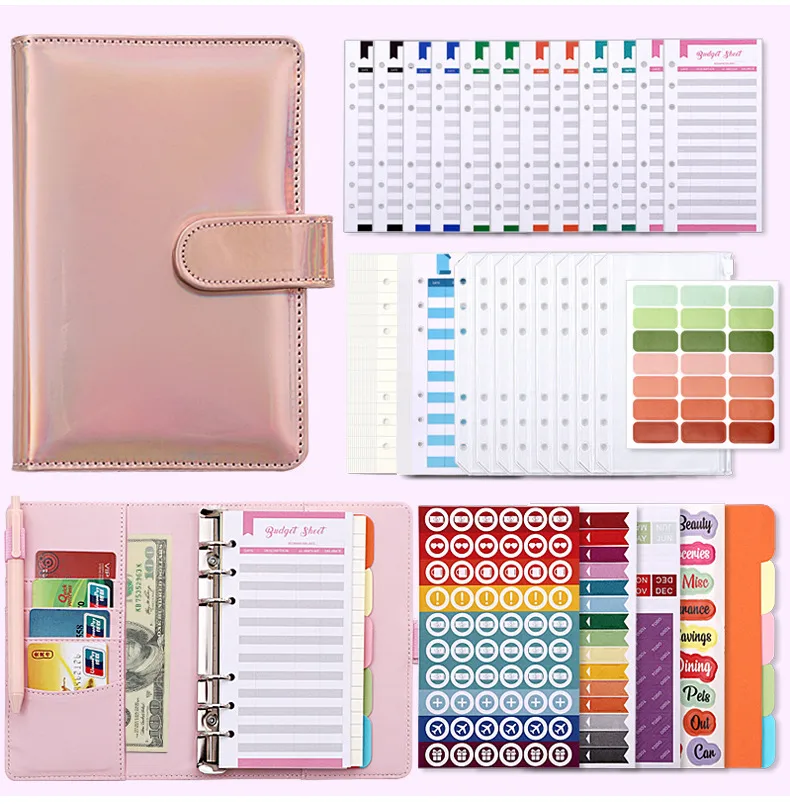Fashion Creative Laser Macaron Loose-Leaf Notebook A 200.00cm-Inch Color Page PVC Front Cover Design Notebook Suitable For Graduation Wedding Moving display picture 15