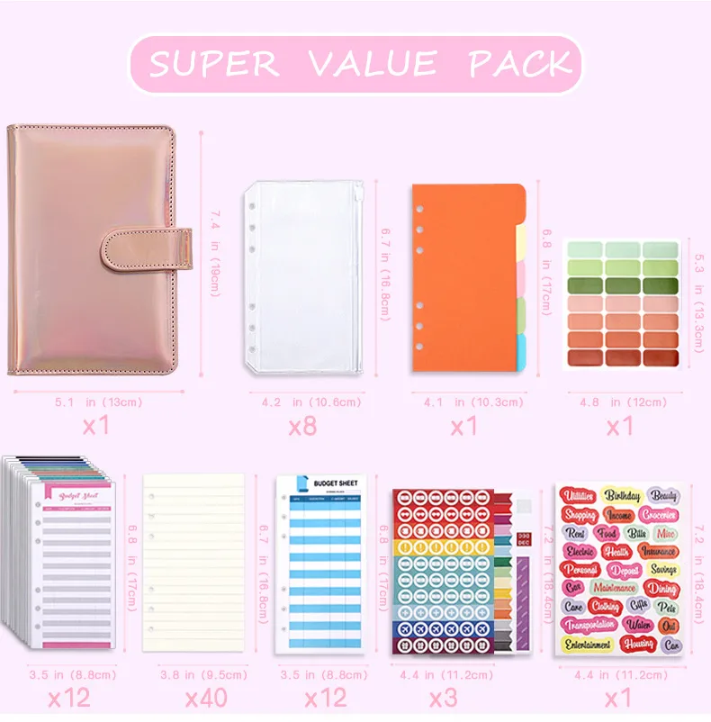 Fashion Creative Laser Macaron Loose-Leaf Notebook A 200.00cm-Inch Color Page PVC Front Cover Design Notebook Suitable For Graduation Wedding Moving display picture 16