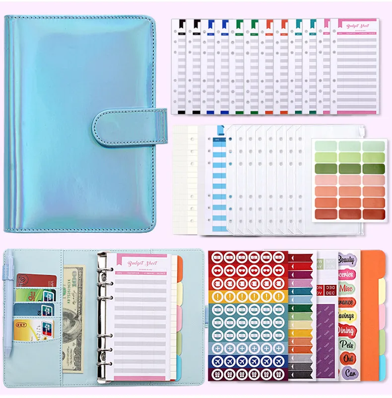 Fashion Creative Laser Macaron Loose-Leaf Notebook A 200.00cm-Inch Color Page PVC Front Cover Design Notebook Suitable For Graduation Wedding Moving display picture 18