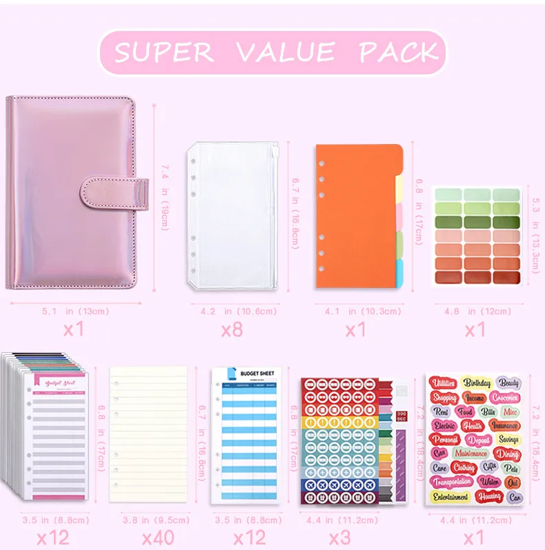 Fashion Creative Laser Macaron Loose-Leaf Notebook A 200.00cm-Inch Color Page PVC Front Cover Design Notebook Suitable For Graduation Wedding Moving display picture 22