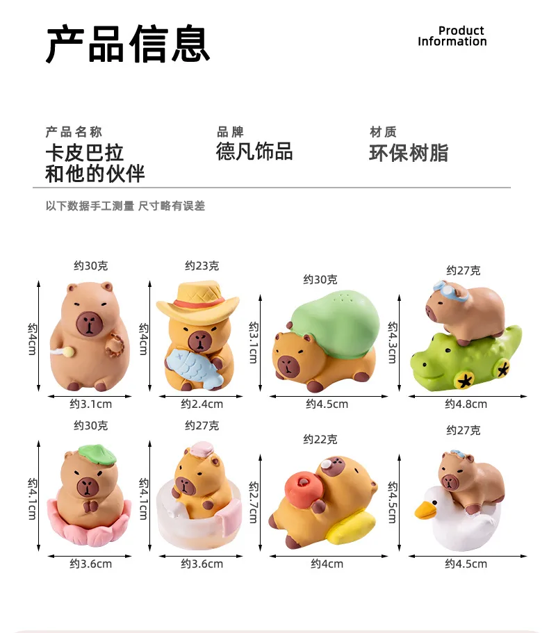 Cartoon Capybara Resin Statue Cute Animal Cream Gel Solid Color Miniature Landscape Table Decorations Plastic Crafts display picture 1