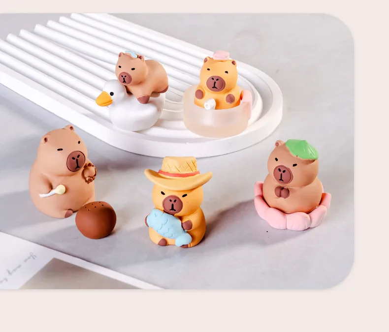 Cartoon Capybara Resin Statue Cute Animal Cream Gel Solid Color Miniature Landscape Table Decorations Plastic Crafts display picture 2