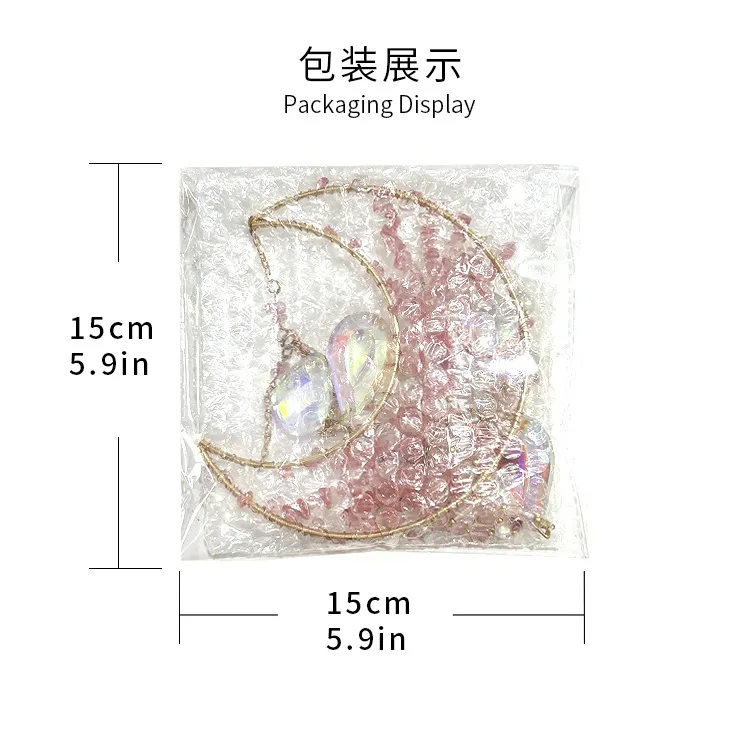 Natural Stone Crystal Moon Decorations Lucky Tree Sun Catcher Wind Chimes Pendant High-End Simple Handmade Wedding Birthday Gift display picture 2