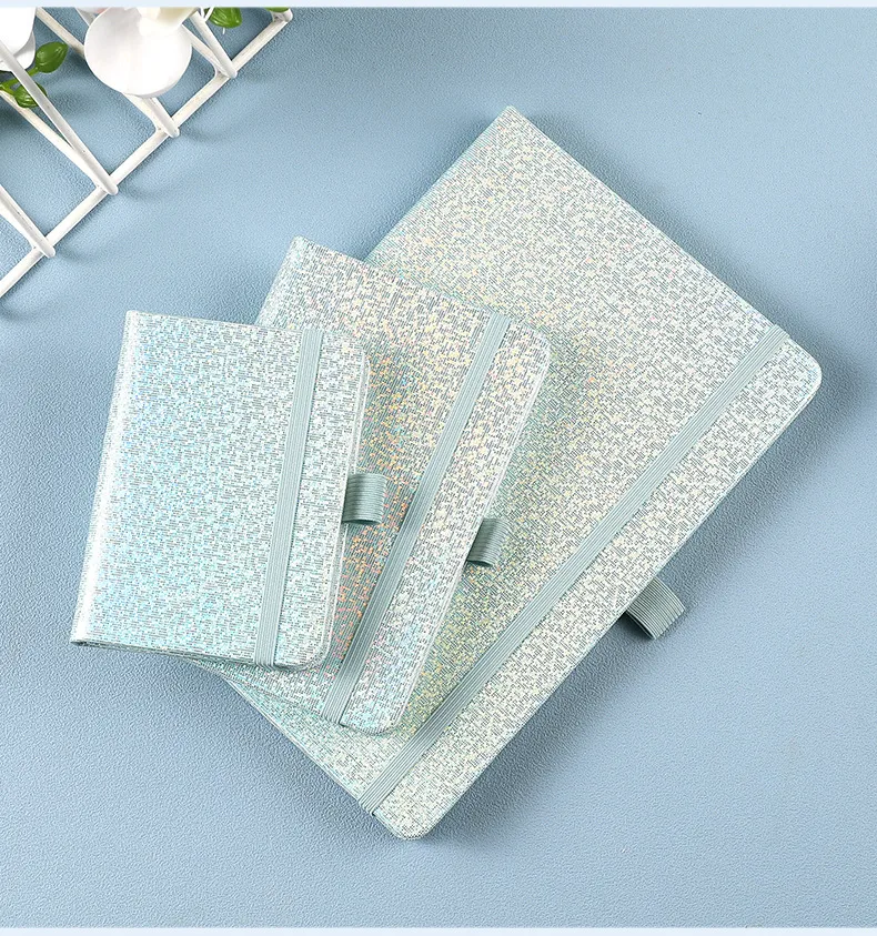Personalized A5 Color Laser Notebook A7 Portable Checkbook Belt Memo Book Business Style Imitation Leather Linen Paper display picture 1