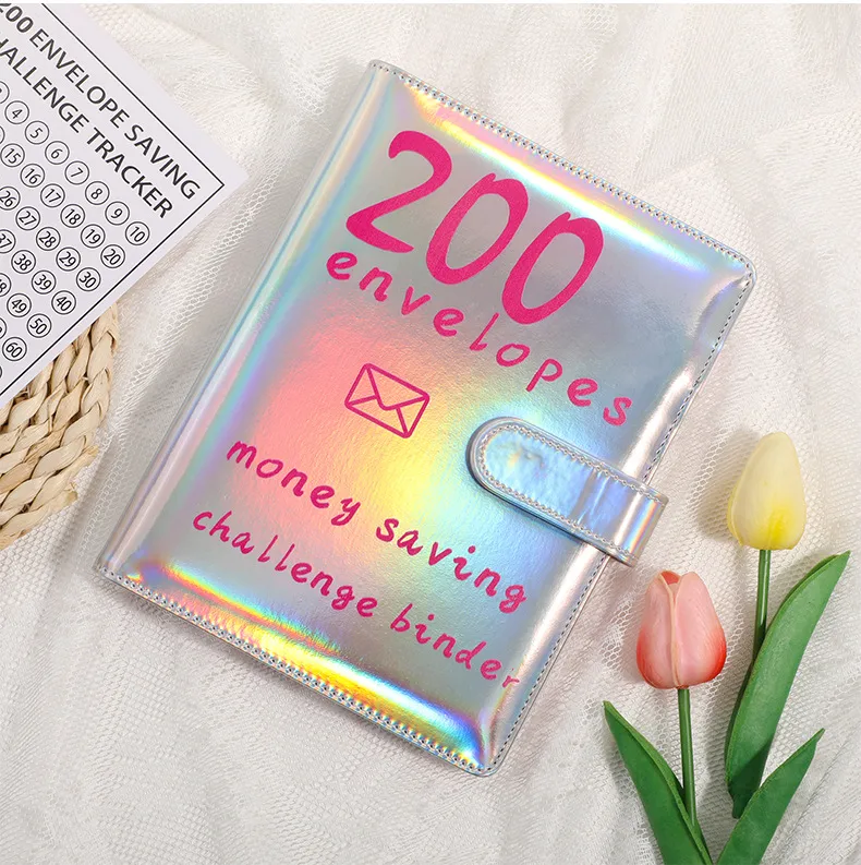 100 Envelopes Challenge Loose-Leaf Notebook 200 Days Saving Money Cash Envelope Saving Challenge Book Leather Durable Paper display picture 12