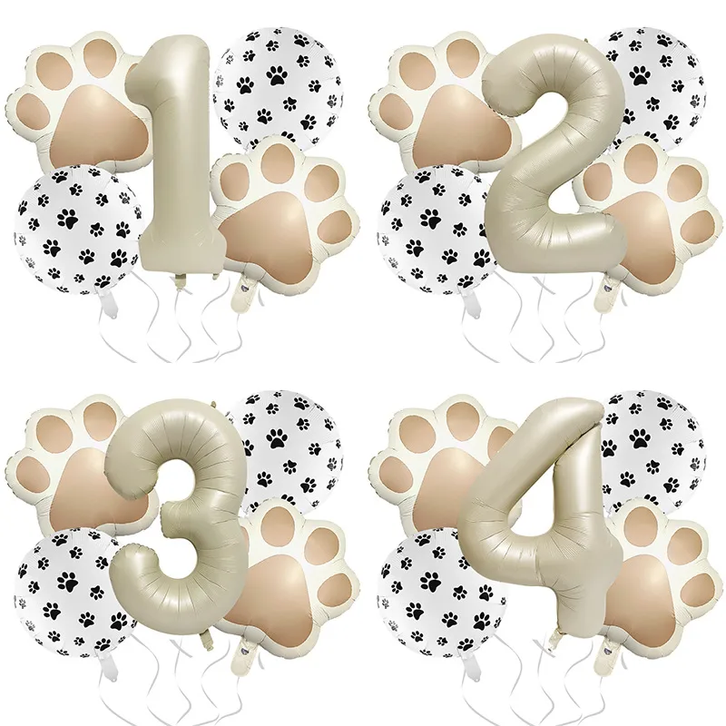 32-Inch Number Shaped Aluminum Foil Balloon Pet Animal Theme Paw Balloon Set Birthday Party Photography Props Celebration display picture 1