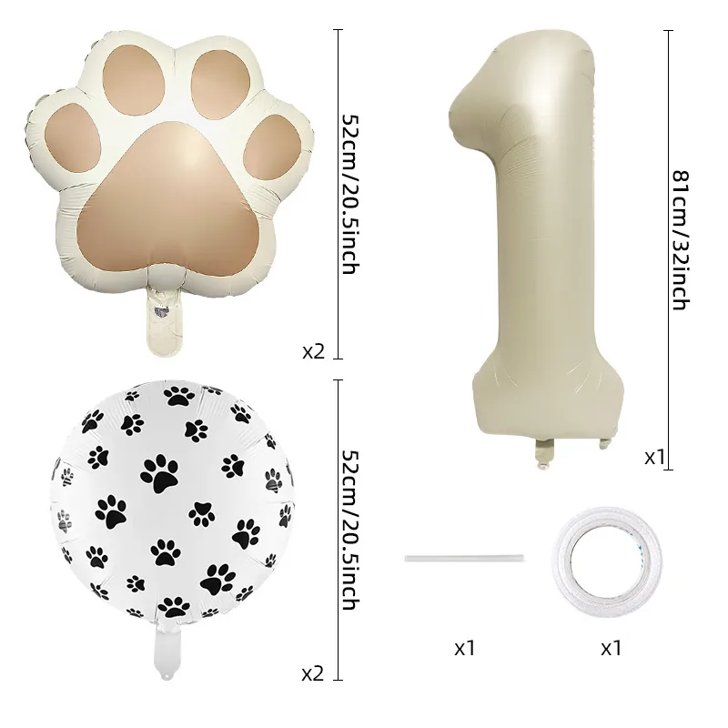 32-Inch Number Shaped Aluminum Foil Balloon Pet Animal Theme Paw Balloon Set Birthday Party Photography Props Celebration display picture 2