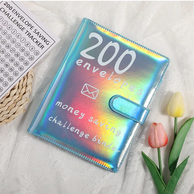 100 Envelopes Challenge Loose-Leaf Notebook 200 Days Saving Money Cash Envelope Saving Challenge Book Leather Durable Paper display picture 18