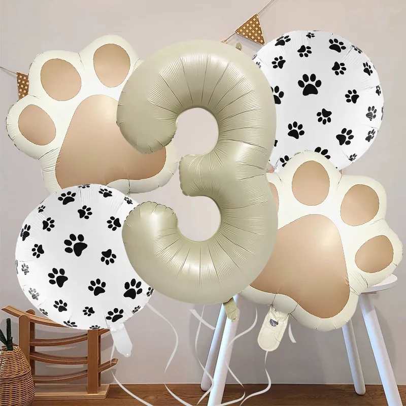 32-Inch Number Shaped Aluminum Foil Balloon Pet Animal Theme Paw Balloon Set Birthday Party Photography Props Celebration display picture 5
