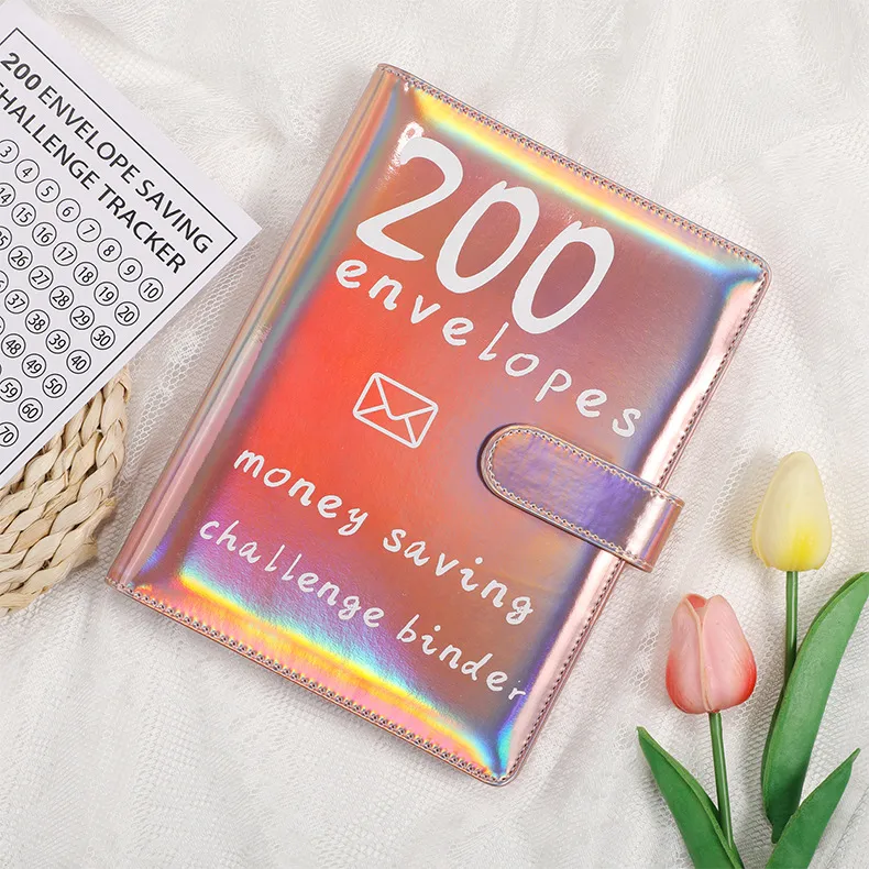 100 Envelopes Challenge Loose-Leaf Notebook 200 Days Saving Money Cash Envelope Saving Challenge Book Leather Durable Paper display picture 20