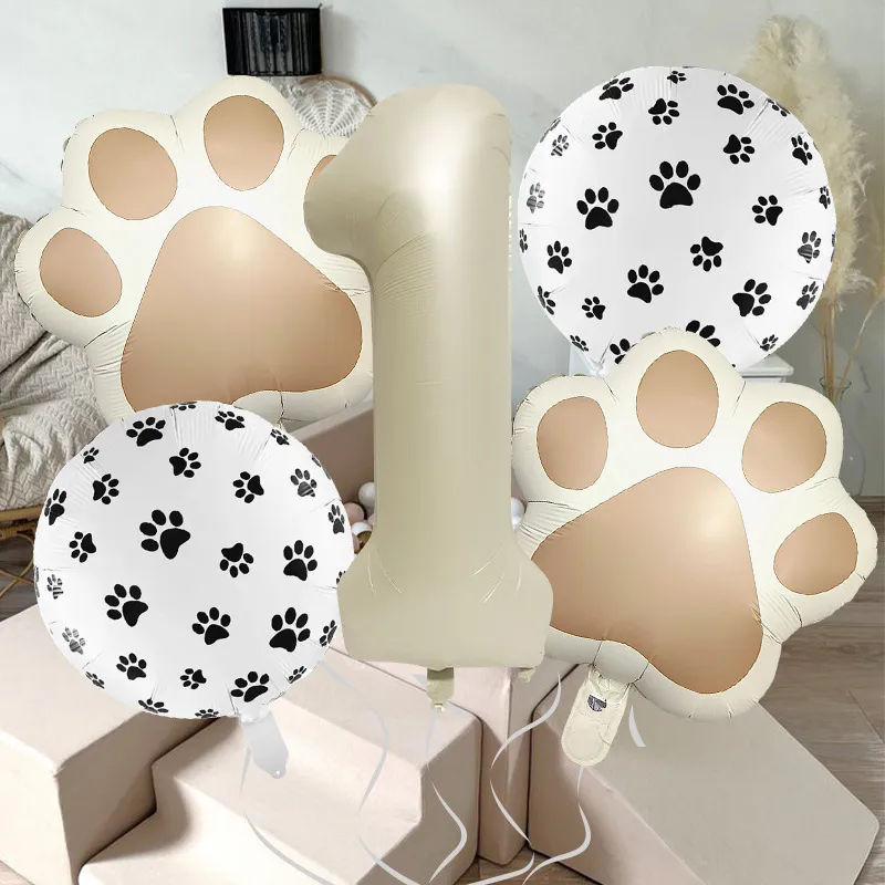 32-Inch Number Shaped Aluminum Foil Balloon Pet Animal Theme Paw Balloon Set Birthday Party Photography Props Celebration display picture 3