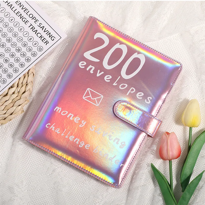 100 Envelopes Challenge Loose-Leaf Notebook 200 Days Saving Money Cash Envelope Saving Challenge Book Leather Durable Paper display picture 22