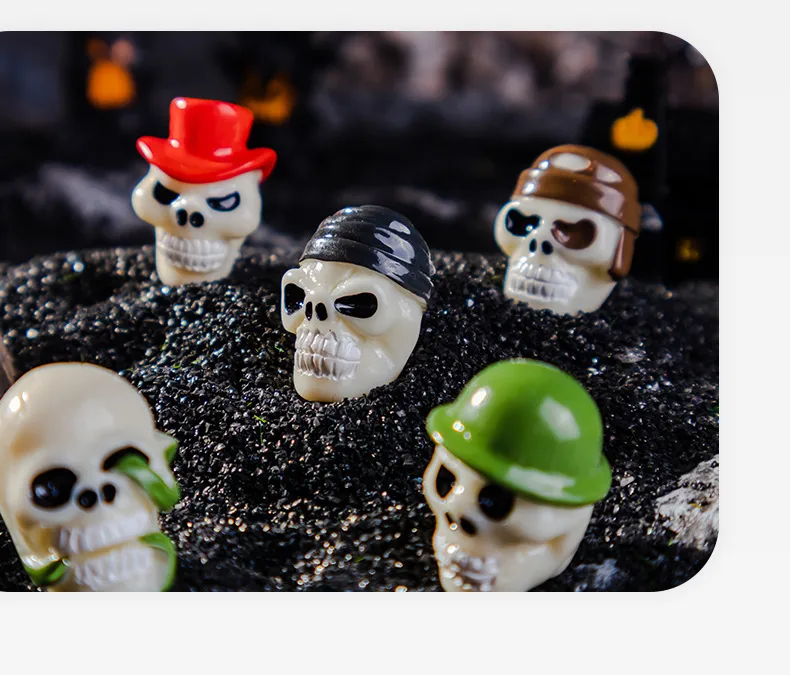 Cartoon Style Halloween Decoration Resin Skull 3D DIY Handmade Figurine Realistic Accessories Plastic Resin display picture 2