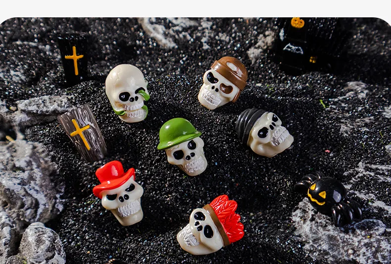 Cartoon Style Halloween Decoration Resin Skull 3D DIY Handmade Figurine Realistic Accessories Plastic Resin display picture 3