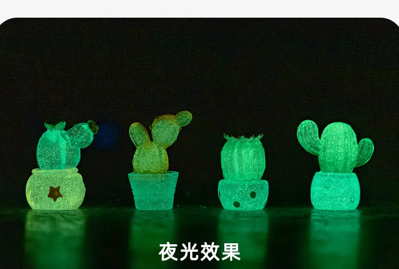 Glowing Cactus Landscape Micro Landscape Resin Crafts DIY Decoration Accessories Car Miniature Statue Simple Style display picture 3