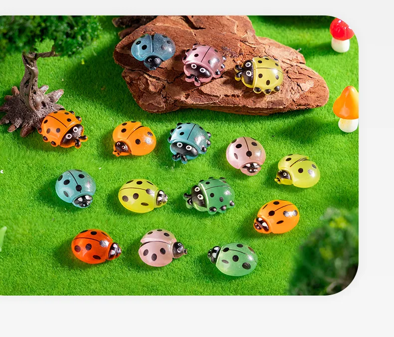 Artificial Resin Ladybug Shell Craft Micro Landscape Cream Color Gel Hair Accessories Barrettes Decoration Accessories Display Pieces display picture 1