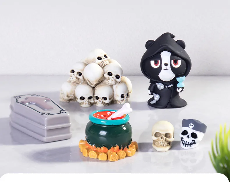 Halloween Miniature Resin Crafts DIY Processing Skull Death Creative Micro Landscape Decorations Small Display Parts display picture 1