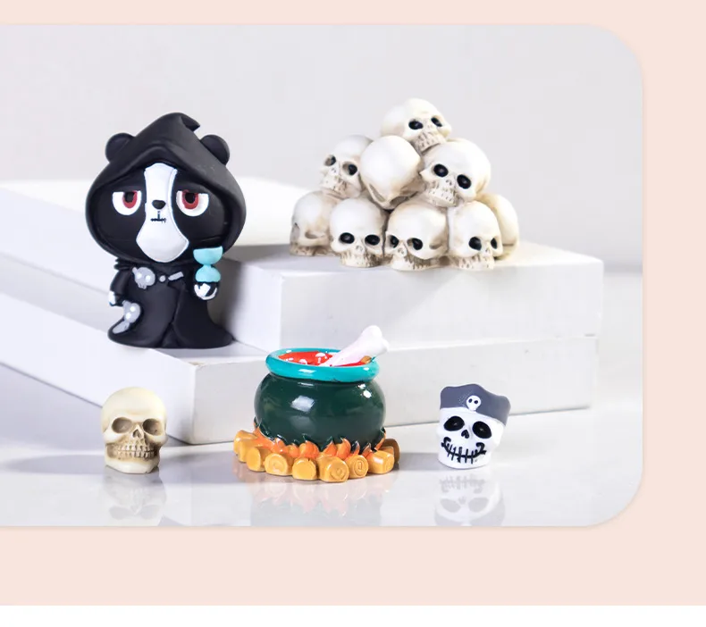 Halloween Miniature Resin Crafts DIY Processing Skull Death Creative Micro Landscape Decorations Small Display Parts display picture 3