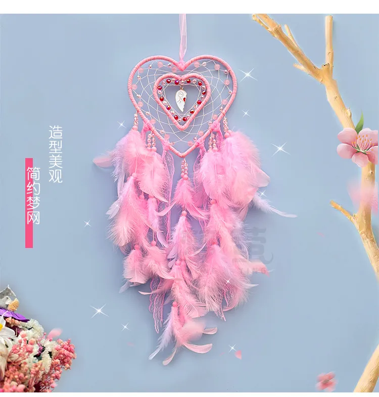 Creative Hollow Heart-Shaped Dreamcatcher Decorations Nordic American Wedding Celebration Bedroom Hanging Decorations Hoop Feather display picture 1
