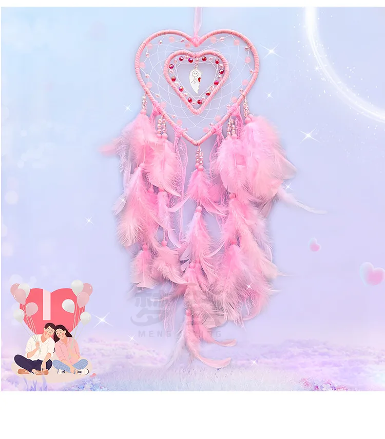 Creative Hollow Heart-Shaped Dreamcatcher Decorations Nordic American Wedding Celebration Bedroom Hanging Decorations Hoop Feather display picture 2