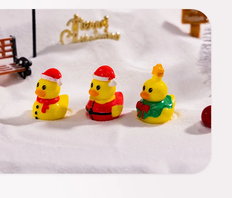 Christmas Decoration Resin Duck Micro Landscape Snow Landscape DIY Creative Table Decorations Figurine Plastic Crafts display picture 2
