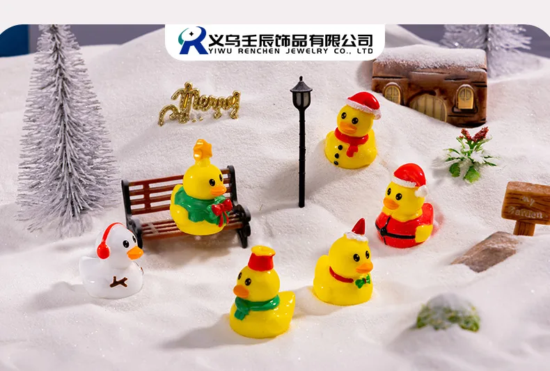 Christmas Decoration Resin Duck Micro Landscape Snow Landscape DIY Creative Table Decorations Figurine Plastic Crafts display picture 3