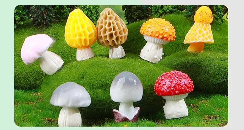 Colorful Mushroom Hard Resin Garden Landscape Decorations DIY Craft Plastic Bonsai Decoration Accessories Creative Gift display picture 2