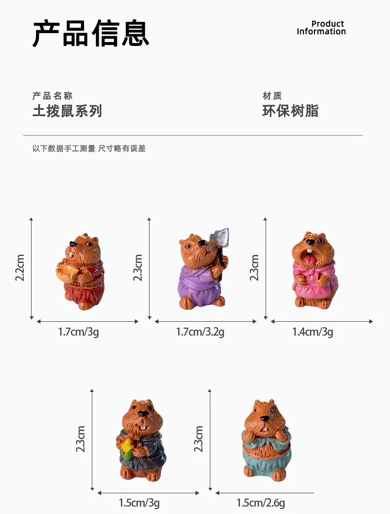 Handmade Cute Resin DIY Crafts Accessories Miniature Landscape Cartoon Animal Groundhog Model Figurine Plastic Resin display picture 1