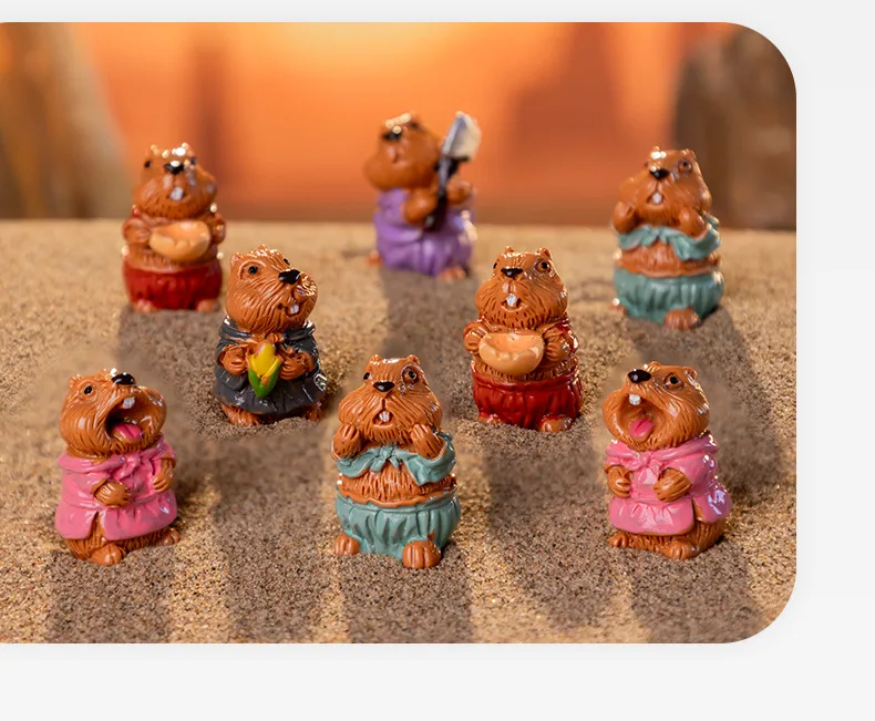 Handmade Cute Resin DIY Crafts Accessories Miniature Landscape Cartoon Animal Groundhog Model Figurine Plastic Resin display picture 2