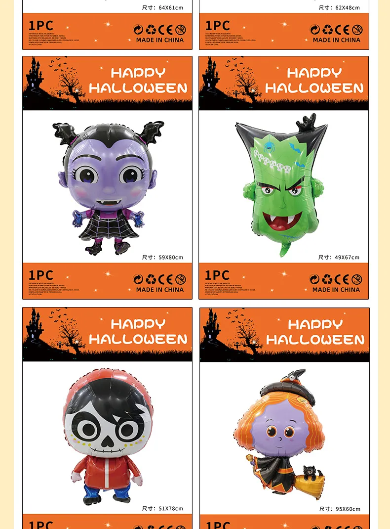 Halloween Decorations Pumpkin Spider Back Card Single Aluminum Foil Balloon Ghost Festival Skull Funny Bar Balloon display picture 9