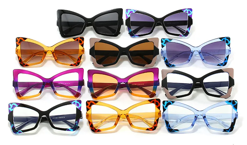 Butterfly Frame Full Rim Glasses Anti-Blue Light Plain Lens Large Frame Color Matching Design Elegant Versatile For Adults display picture 3