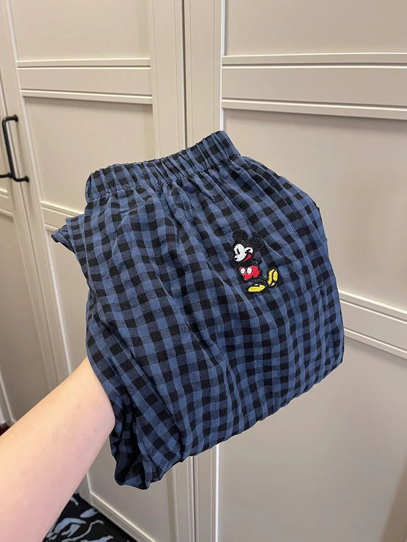 Fashion Style Women's Summer Pajamas Short-Sleeved Casual Plaid Pants Home Wear Two-Piece Set Breathable Comfortable Trueran Blend display picture 11