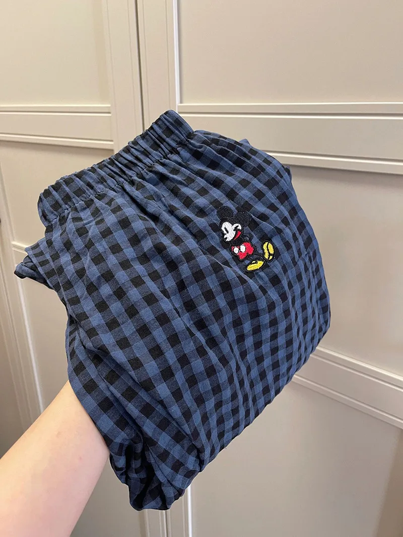 Fashion Style Women's Summer Pajamas Short-Sleeved Casual Plaid Pants Home Wear Two-Piece Set Breathable Comfortable Trueran Blend display picture 12