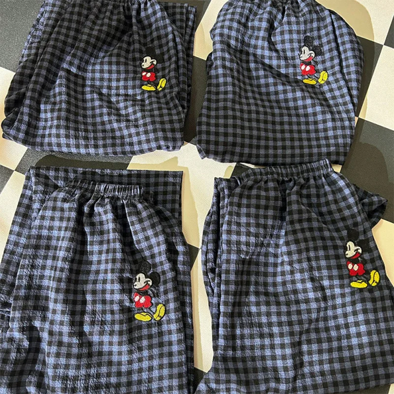 Fashion Style Women's Summer Pajamas Short-Sleeved Casual Plaid Pants Home Wear Two-Piece Set Breathable Comfortable Trueran Blend display picture 18