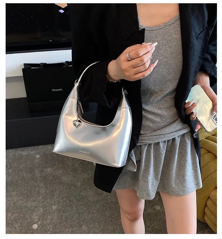 Casual Fashion Underarm Bag Single Shoulder Bag Dumpling Shape Pure Color Artificial Leather Street Style High Street For Women display picture 3
