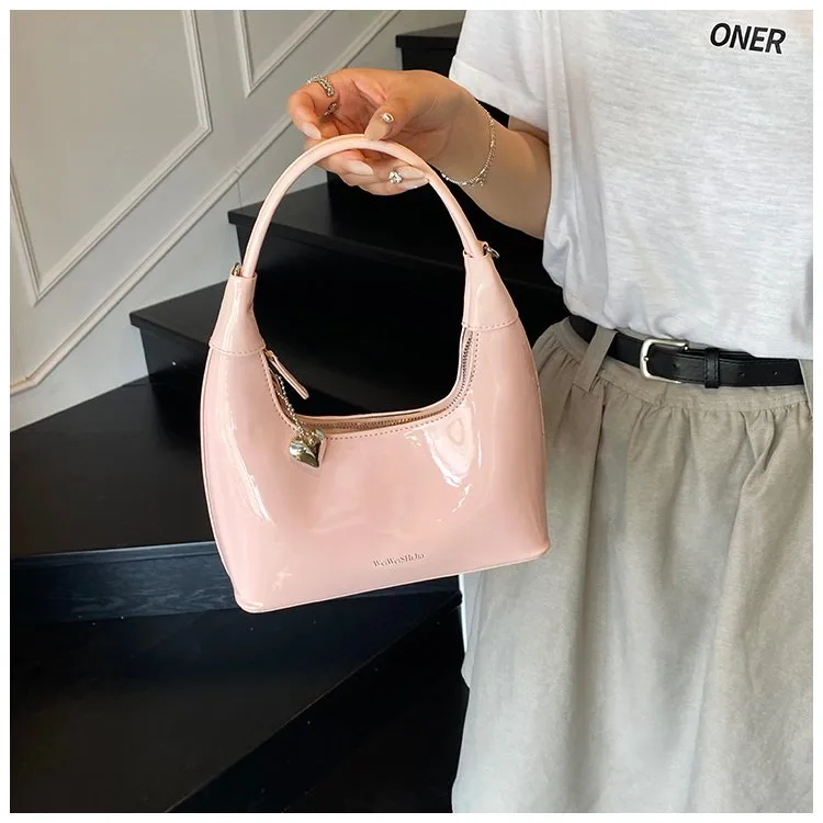 Casual Fashion Underarm Bag Single Shoulder Bag Dumpling Shape Pure Color Artificial Leather Street Style High Street For Women display picture 5