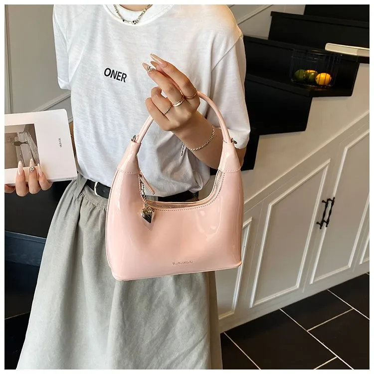 Casual Fashion Underarm Bag Single Shoulder Bag Dumpling Shape Pure Color Artificial Leather Street Style High Street For Women display picture 2