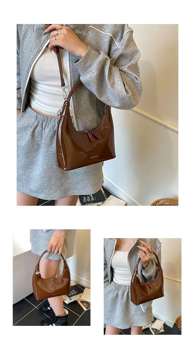 Casual Fashion Underarm Bag Single Shoulder Bag Dumpling Shape Pure Color Artificial Leather Street Style High Street For Women display picture 14