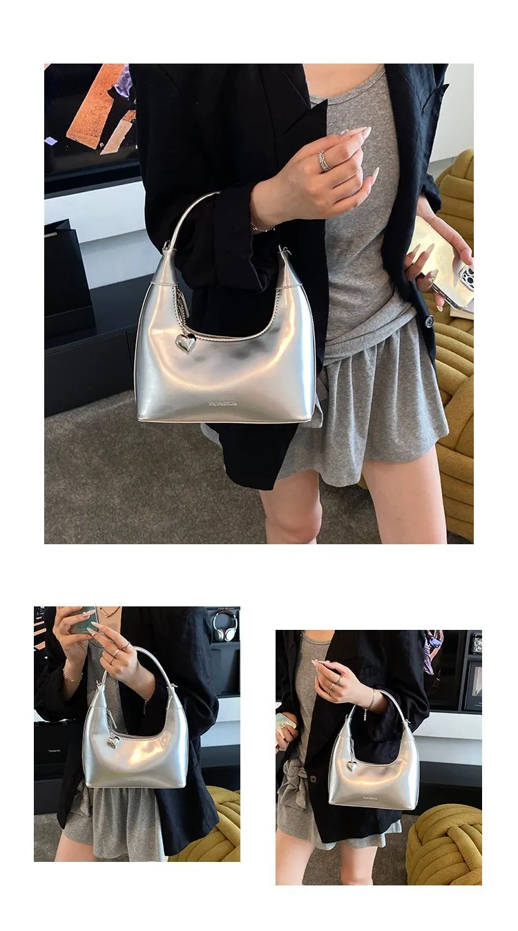 Casual Fashion Underarm Bag Single Shoulder Bag Dumpling Shape Pure Color Artificial Leather Street Style High Street For Women display picture 13