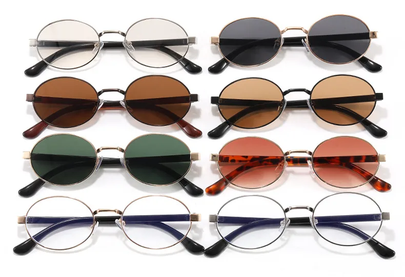 New Oval Sunglasses Women Fashion UV Protection Street Style Personality Concave Shape Travel Sunscreen Brown Gold display picture 4
