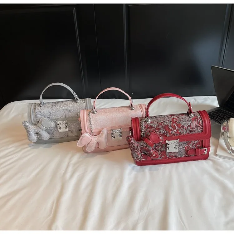 Elegant Twist Lock Shoulder Bag Fashion Casual Ladies Square Flower Pattern Artificial Leather Handbag Street Style Four Seasons Applicable display picture 1