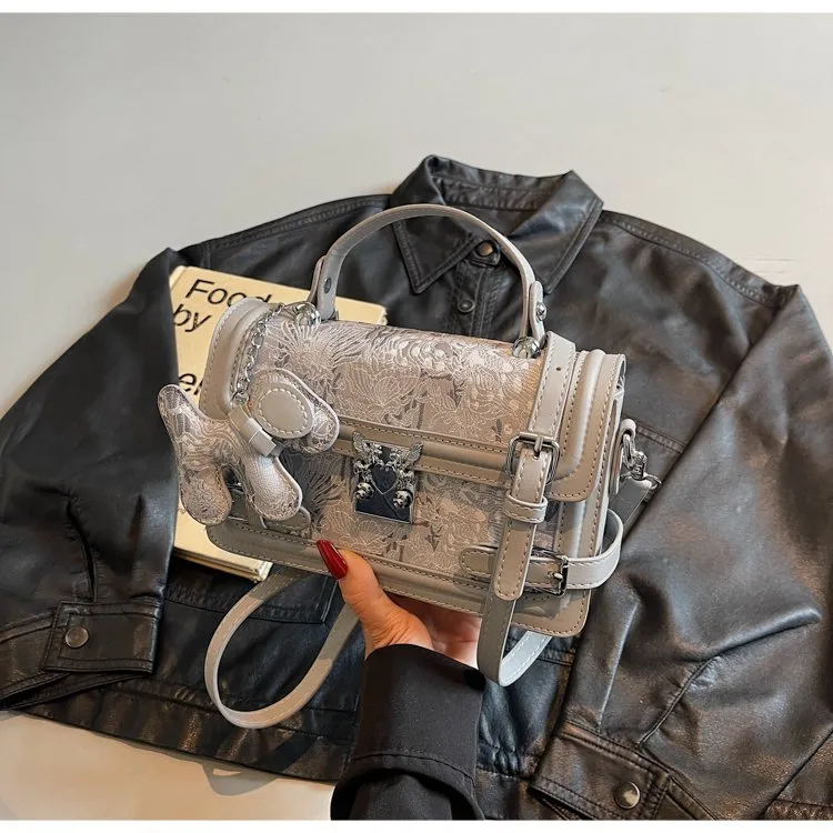 Elegant Twist Lock Shoulder Bag Fashion Casual Ladies Square Flower Pattern Artificial Leather Handbag Street Style Four Seasons Applicable display picture 3