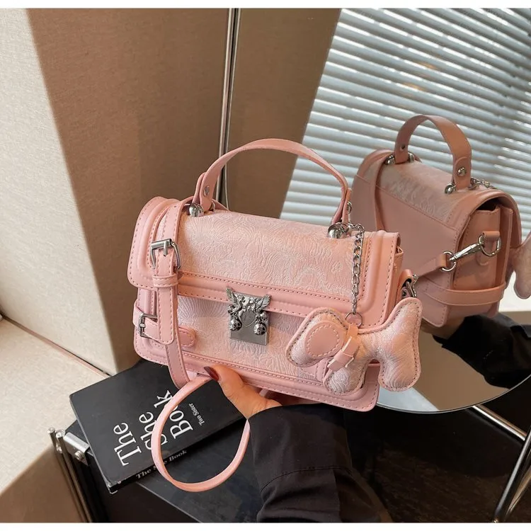 Elegant Twist Lock Shoulder Bag Fashion Casual Ladies Square Flower Pattern Artificial Leather Handbag Street Style Four Seasons Applicable display picture 6
