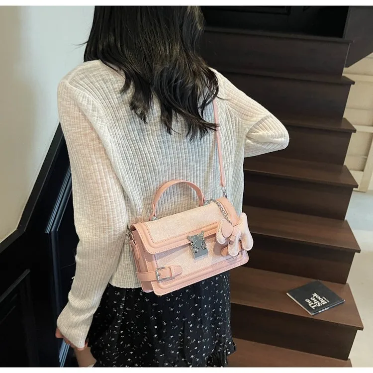 Elegant Twist Lock Shoulder Bag Fashion Casual Ladies Square Flower Pattern Artificial Leather Handbag Street Style Four Seasons Applicable display picture 11