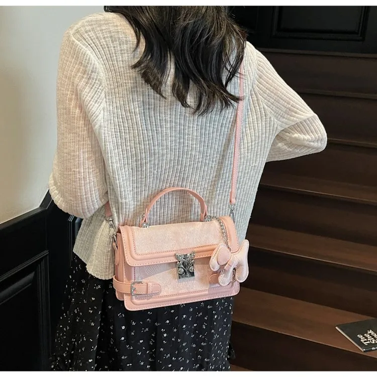 Elegant Twist Lock Shoulder Bag Fashion Casual Ladies Square Flower Pattern Artificial Leather Handbag Street Style Four Seasons Applicable display picture 14